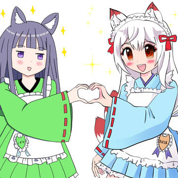 仲良し2人で「いらっしゃいませ」