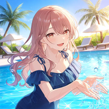 水遊びの女性
