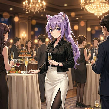 友人のパーティに招かれたロングスカートのシス