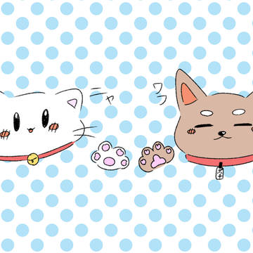 わんことにゃんこ（色ありバージョン）