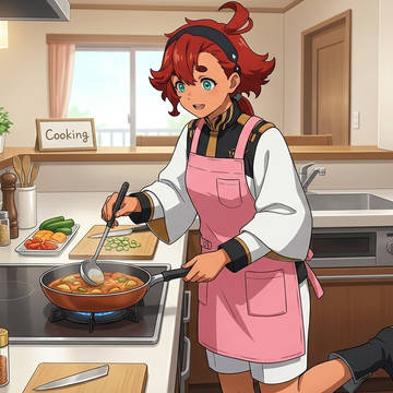 料理をしてみるスレッタちゃん
