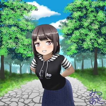 ボーダー半袖パーカーちゃん