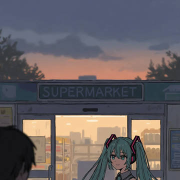 夕暮れのスーパーと君。