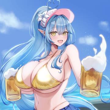 ゴールデン水着とゴールデンな一杯