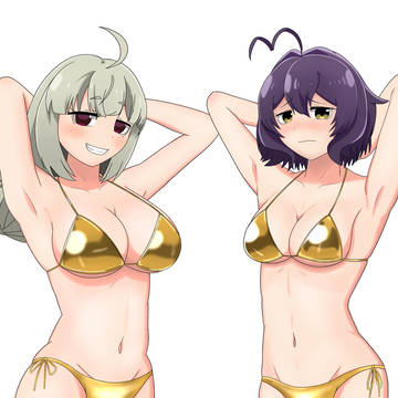 金ビキニうてなちゃんとキウィちゃん