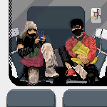 two friends on a train