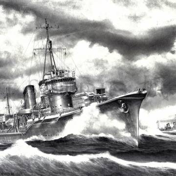鉛筆画「溟海の尖兵 ー駆逐艦 響 2601ー」
