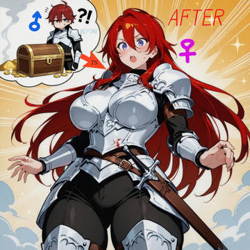 宝箱の罠で女体化 赤髪ちゃん