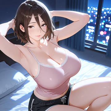 巨乳人妻ママの就寝前