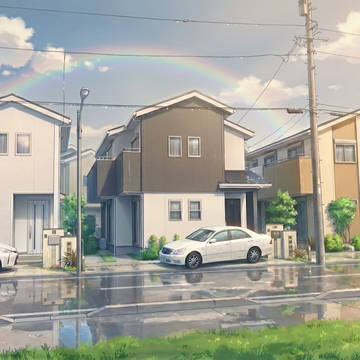 梅雨の住宅街