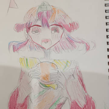 ハンバーガーを食べる幽々子様！