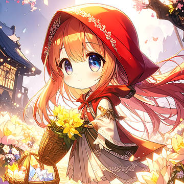 花かごを抱えた赤ずきんの旅