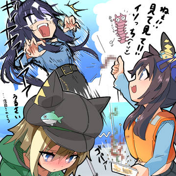 海釣りに来た三姉妹