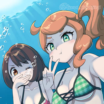海底で自撮りをするソニアとユウリ(リクエスト)