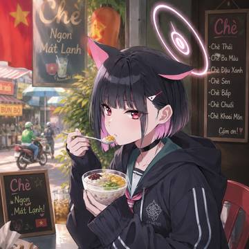 ベトナムでチェーを食べるカズサ