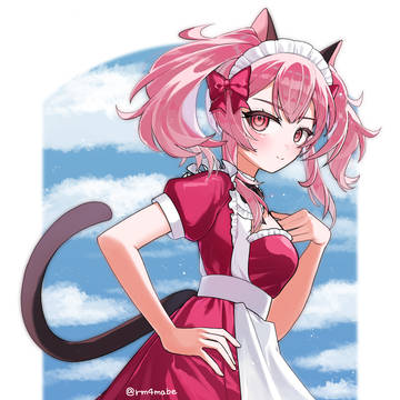 掃除が得意な猫耳ピンクメイドちゃん