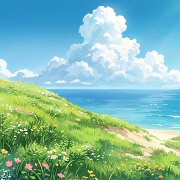 [時間差分アリ]海の丘の風景