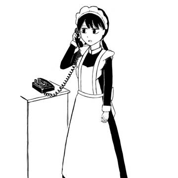 電話するメイドさん