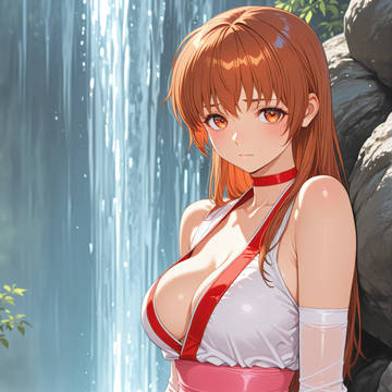 かすみさん 滝つぼにて