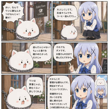 ティッピーを鎖で縛り付けるチノちゃん