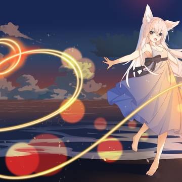 夜晚 海边 烟花