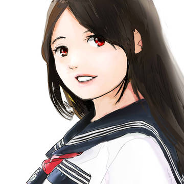 黒髪ロングセーラー服 姿勢少し変えて2種