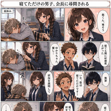 寝てただけの男子、会長に尋問される。