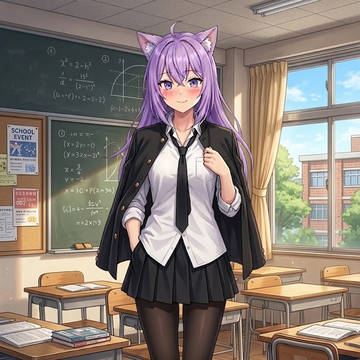 学ランをラフに羽織るミニスカ黒タイツのシス