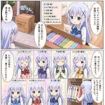 いろんなラビットハウス制服をこっそり着てみるチノちゃん