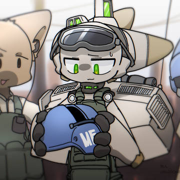 分隊員から装備を着させられるM-1クレイトン。