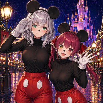 ノッキーとマッキーの夜の夢の国のデート♡