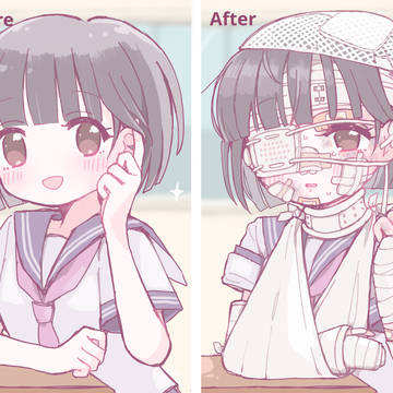 大怪我して登校してきた隣の席の女の子