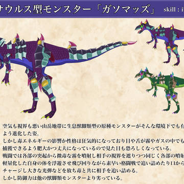 毒属性ガソサウルス型モンスター