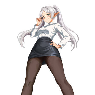 I drew Frieren in office outfit