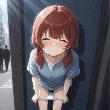 濡れながら羞恥を味わう少女
