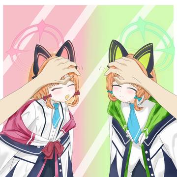 Patting momoi and midori