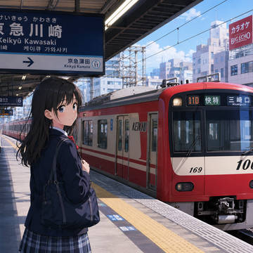学校から京急で帰る女子高生!