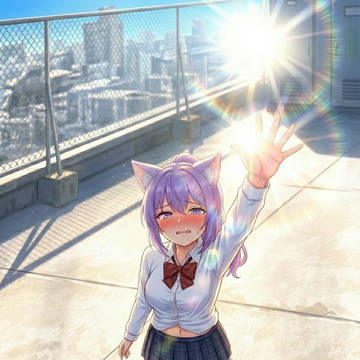 太陽を見つめる制服ニーソシス