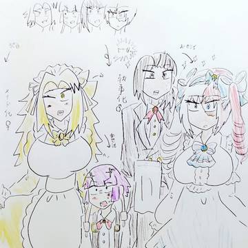 メイド化上鳴とお坊ちゃま化耳郎と執事化ヤオモモとお嬢様化轟