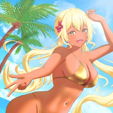 金髪褐色金ビキニ