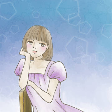 頬杖をつく女の子