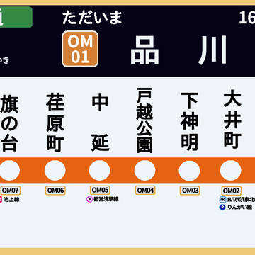 大井町線品川駅延伸した世界線のLCD案内。