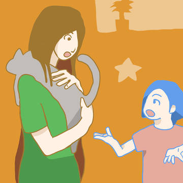 親子と猫Parent and child and cat