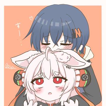 耳の付け根を嗅がれる照ちゃん