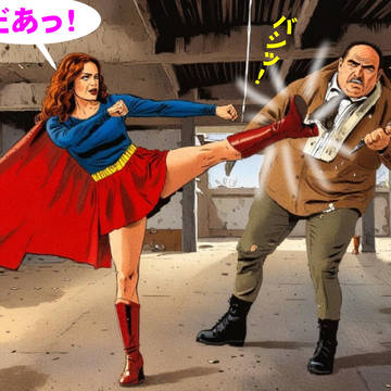 悪を倒すスーパーウーマン