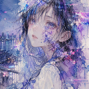 都市の夜と涙の花