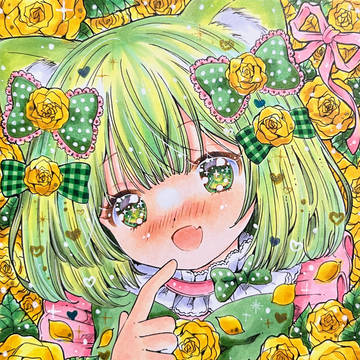 薔薇とネコの女の子♡