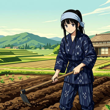 作務衣姿で畑からそばを栽培し手打ち蕎麦を打つ千反田える