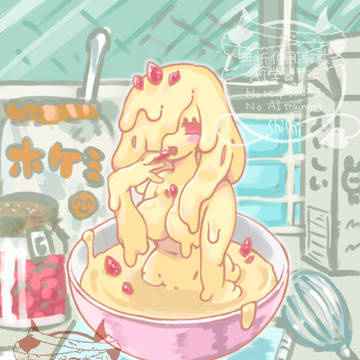 【OC】焼く前のホットケーキスライム娘ドライフルーツ入り