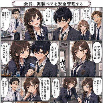 会長、実験ペアを安全管理する